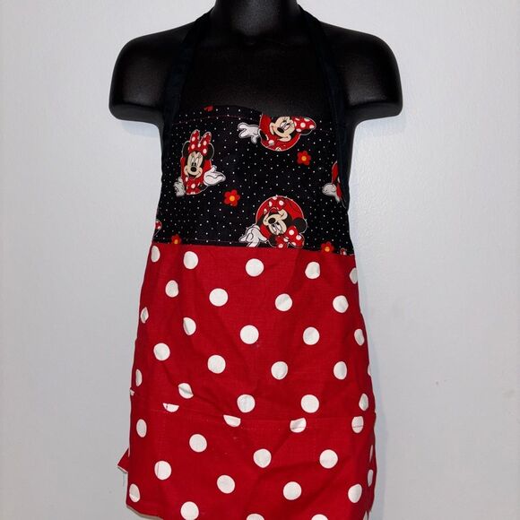 Disney Other - Kids Disney Minnie Mouse Black and Red Polka Dot Apron